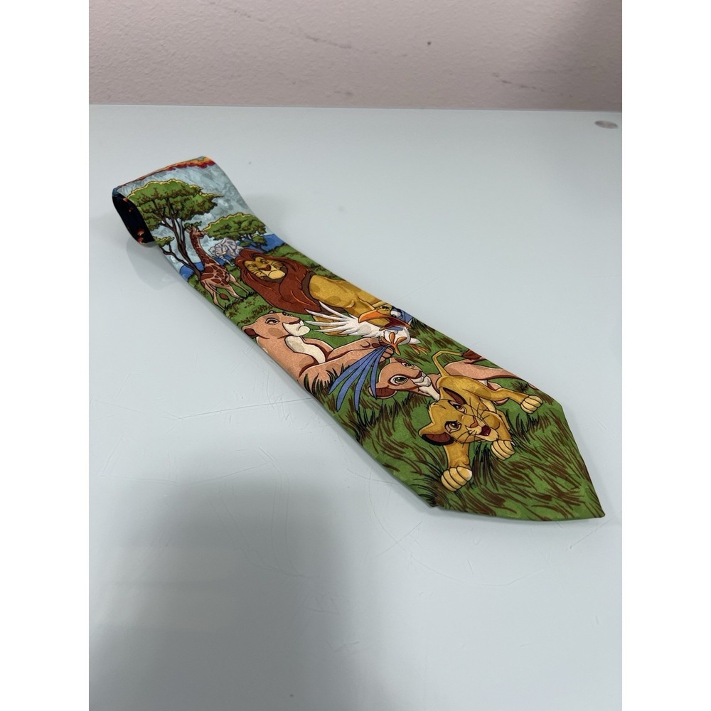 Vintage Disney Lion King Scene Men's‎ Tie Simba Mufasa Zazu Silk Tie